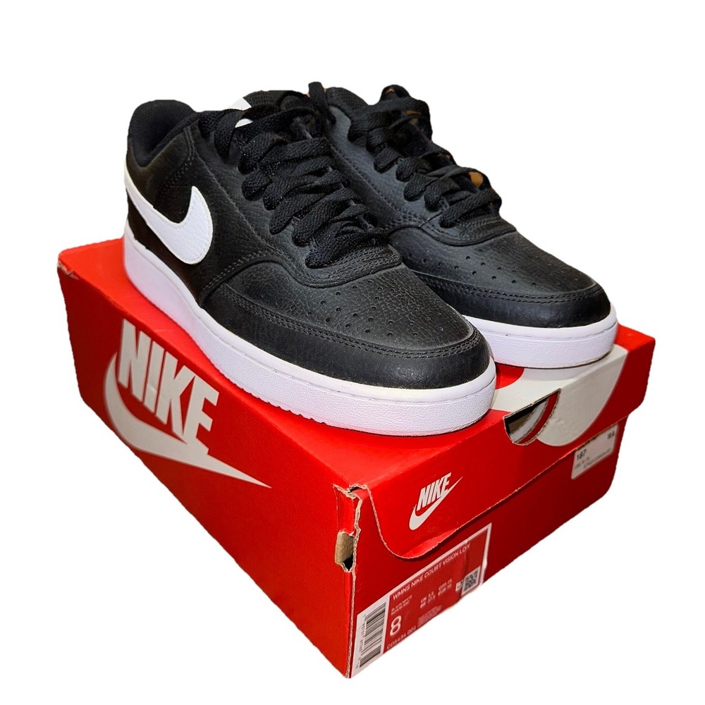 Nike Court Vision Low Black White‎ Sneaker Shoe Women's 8 New W/ Box (CD5434001)